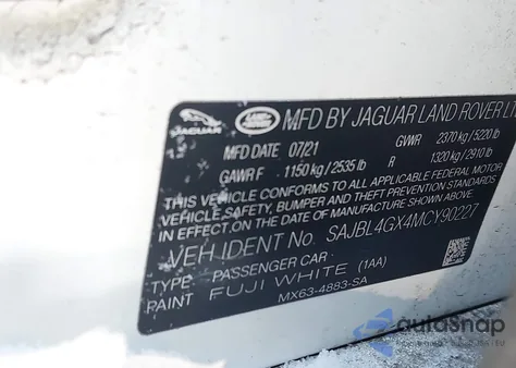 2021 Jaguar Xf R-Dynamic Se P300 Awd Automatic z USA, uszkodzony, nr VIN SAJBL4GX4MCY90227